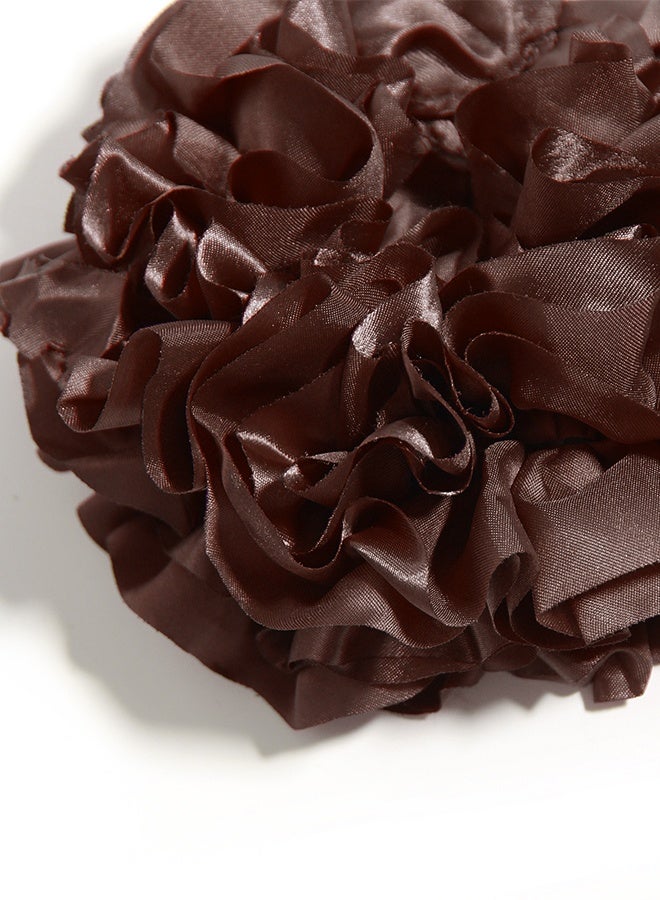 Elasticated pleated hairband with floral pom-pom - Image 2